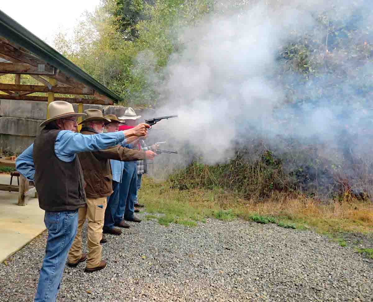 Some of the boys making smoke with their .44s.